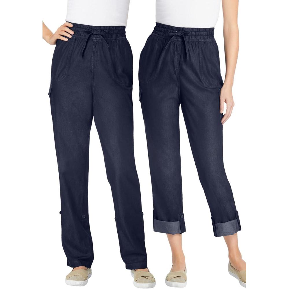 imageWoman Within Plus Size Convertible 2in1 Cargo Pant ampamp Capri Elastic WaistIndigo