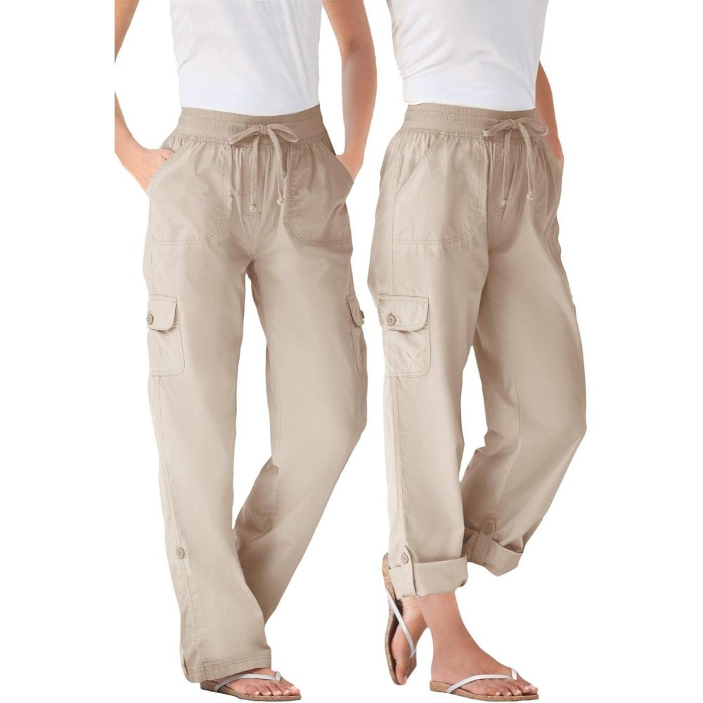 imageWoman Within Plus Size Convertible 2in1 Cargo Pant ampamp Capri Elastic WaistNatural Khaki