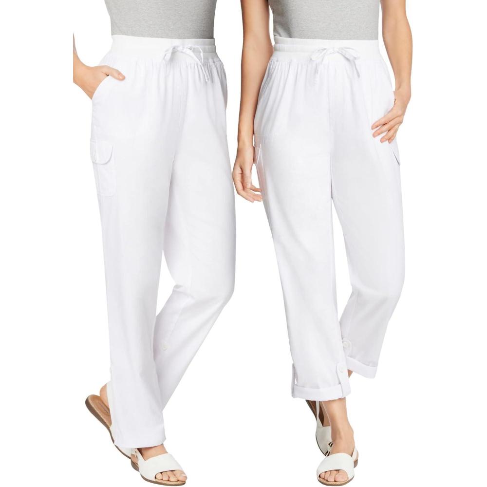 imageWoman Within Plus Size Convertible 2in1 Cargo Pant ampamp Capri Elastic WaistWhite