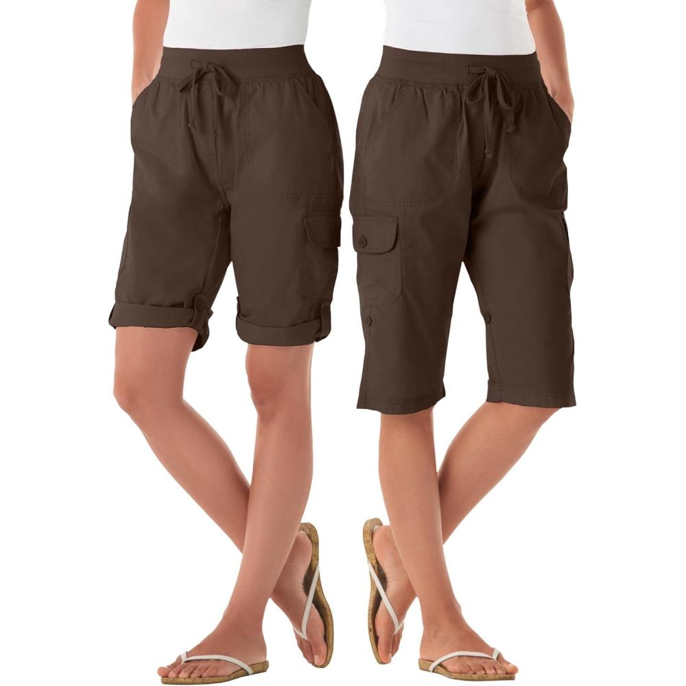 imageWoman Within Plus Size Convertible Length Cargo BermudaShortChocolate