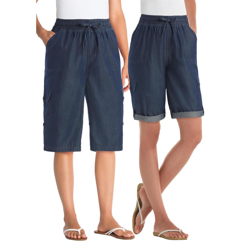 imageWoman Within Plus Size Convertible Length Cargo BermudaShortIndigo