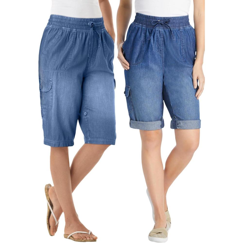 imageWoman Within Plus Size Convertible Length Cargo BermudaShortMedium Stonewash Sanded