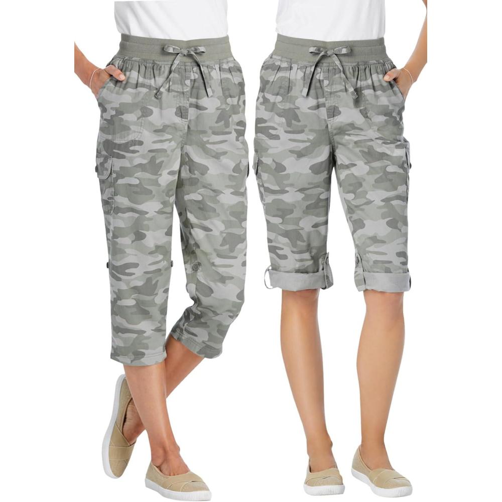 imageWoman Within Plus Size Convertible Length Cargo CapriBermudaOlive Green Camouflage