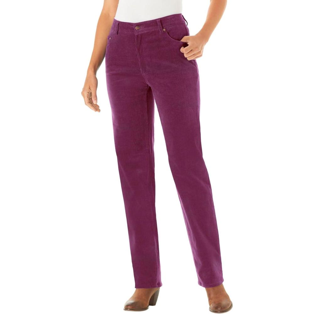 imageWoman Within Plus Size Corduroy Straight Leg Stretch PantDeep Claret