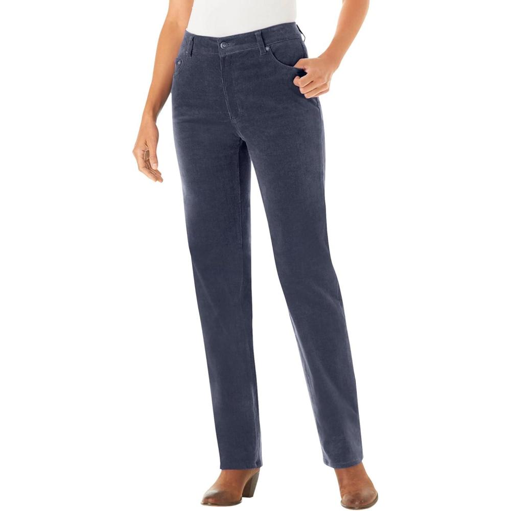 imageWoman Within Plus Size Corduroy Straight Leg Stretch PantNavy