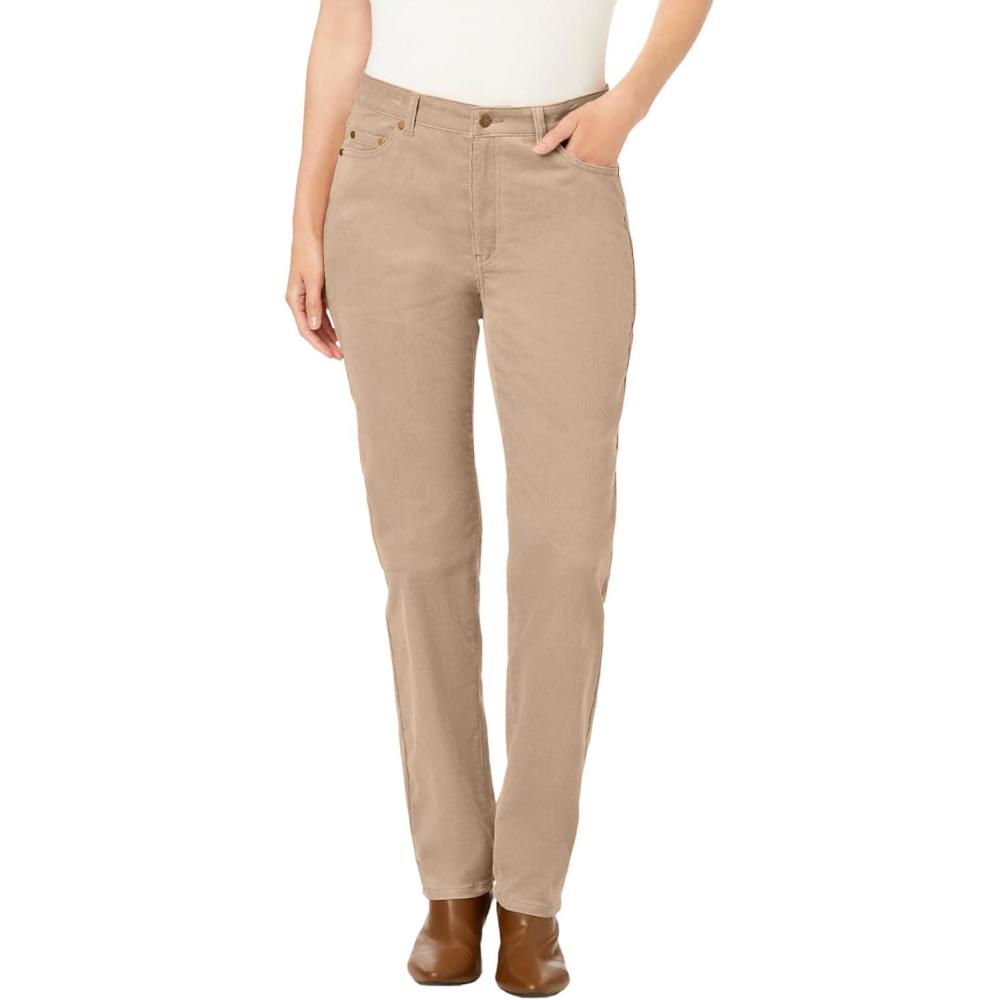 imageWoman Within Plus Size Corduroy Straight Leg Stretch PantNew Khaki
