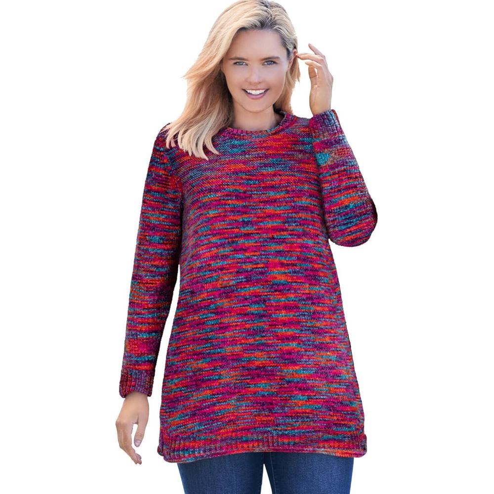 imageWoman Within Plus Size Crewneck Chenille SweaterJewel Space Dye