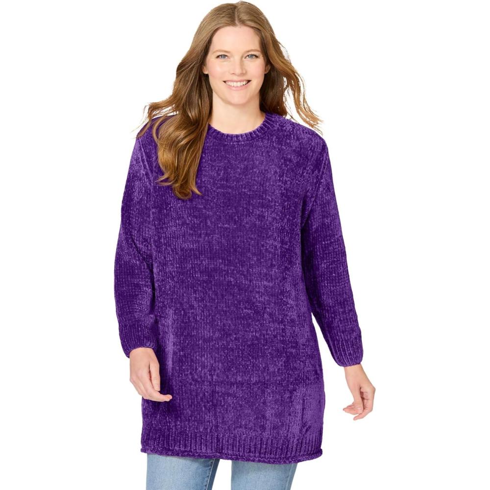 imageWoman Within Plus Size Crewneck Chenille SweaterRadiant Purple