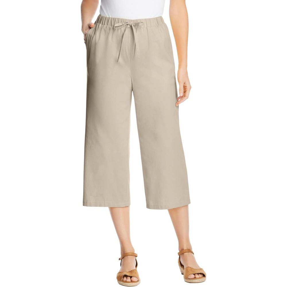 imageWoman Within Plus Size Drawstring Denim CapriNatural Khaki