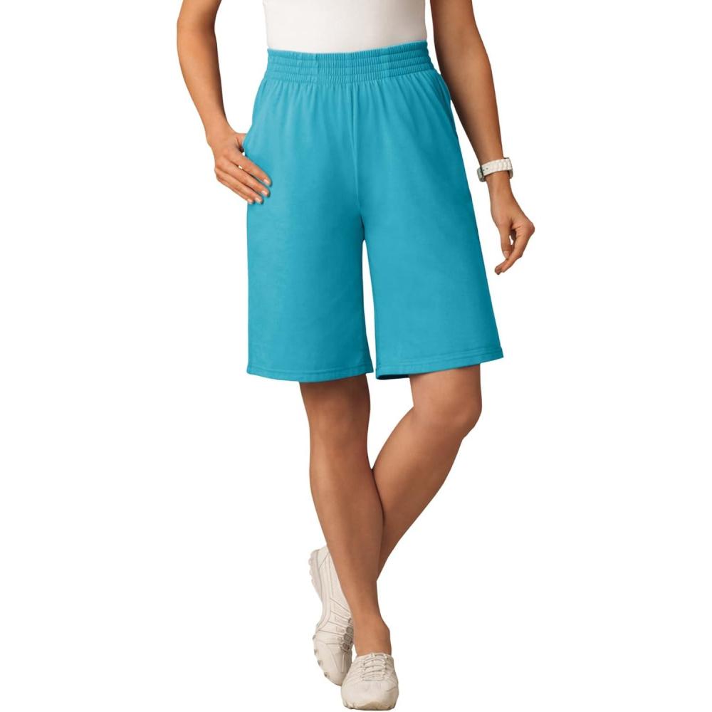 imageWoman Within Plus Size ElasticWaist Knit ShortPretty Turquoise
