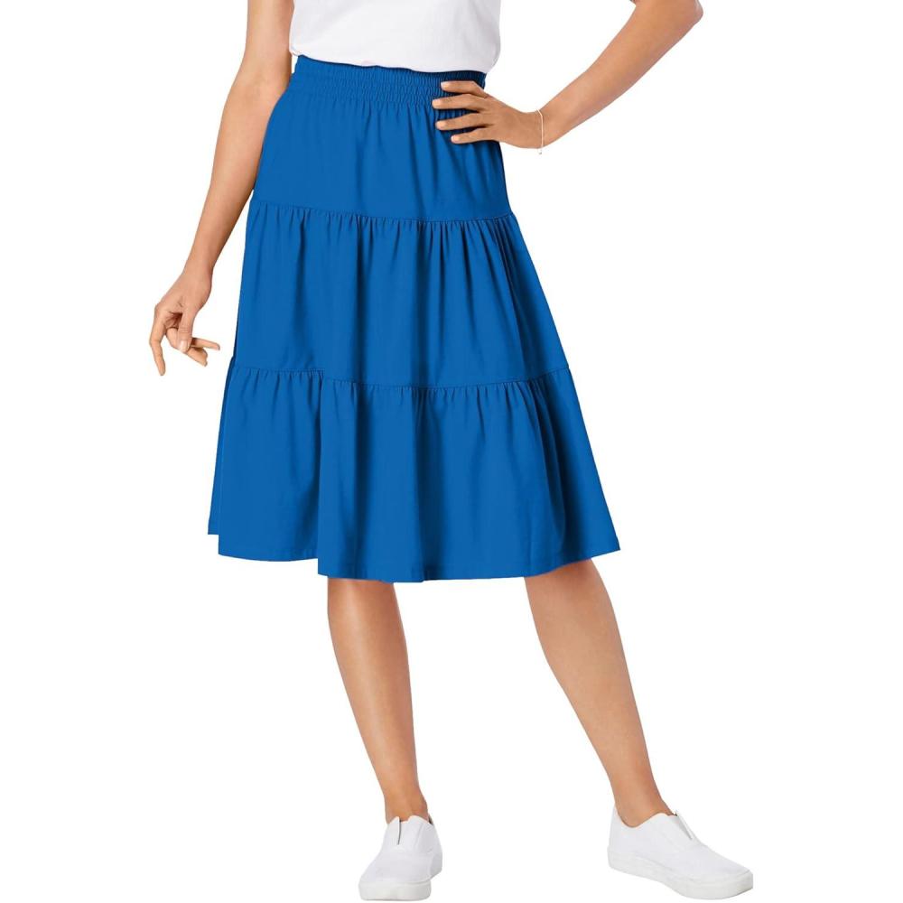imageWoman Within Plus Size ElasticWaist Knit Tiered SkirtBright Cobalt