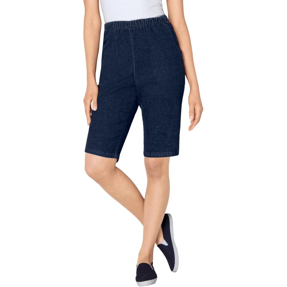 imageWoman Within Plus Size Fineline Denim ShortIndigo