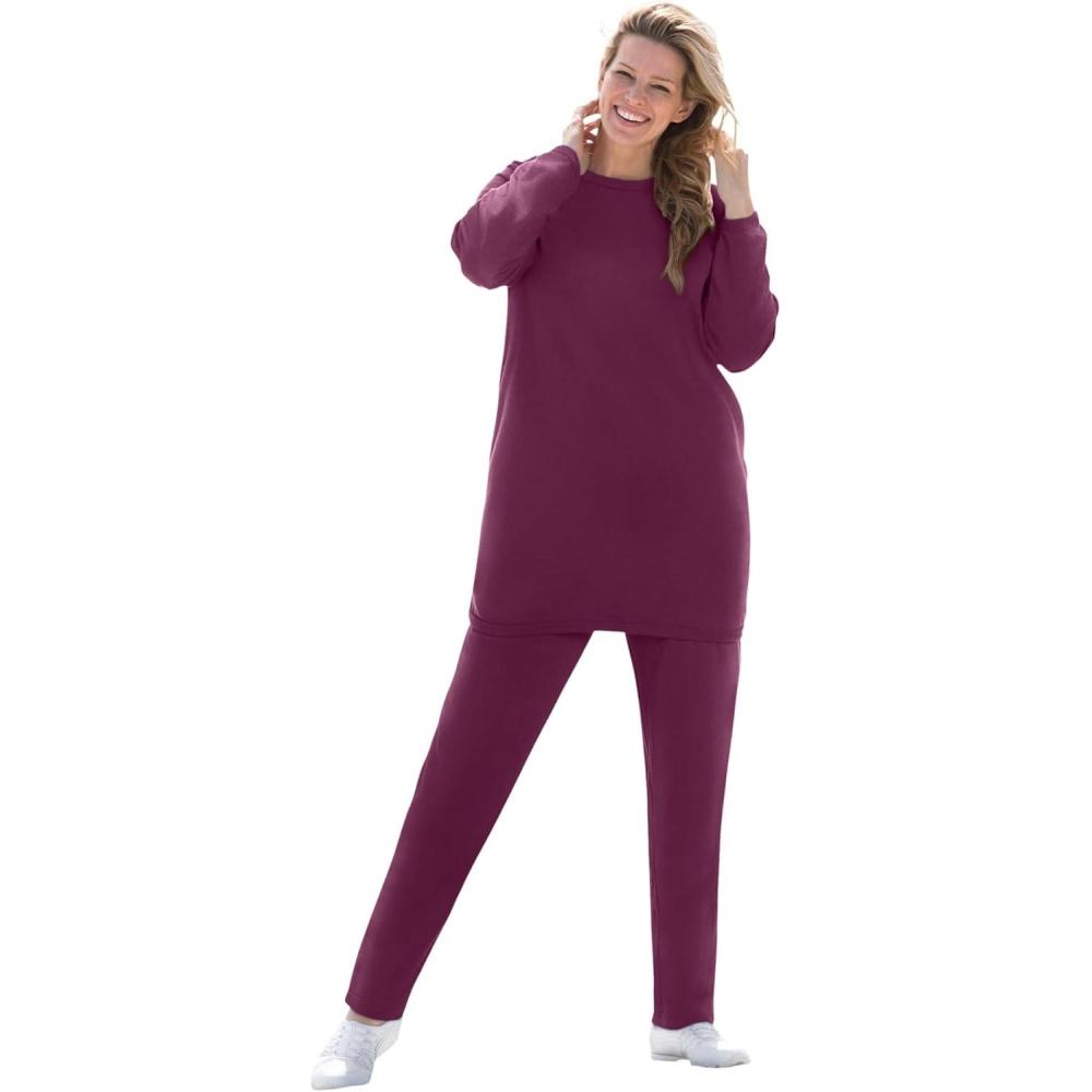 imageWoman Within Plus Size Fleece Sweatshirt SetDeep Claret