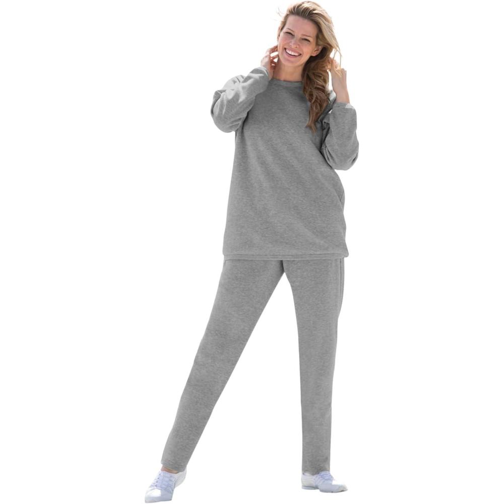 imageWoman Within Plus Size Fleece Sweatshirt SetMedium Heather Grey