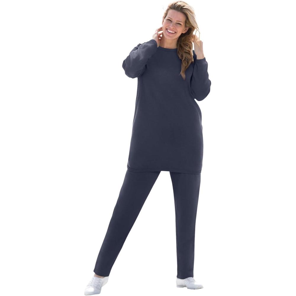 imageWoman Within Plus Size Fleece Sweatshirt SetNavy