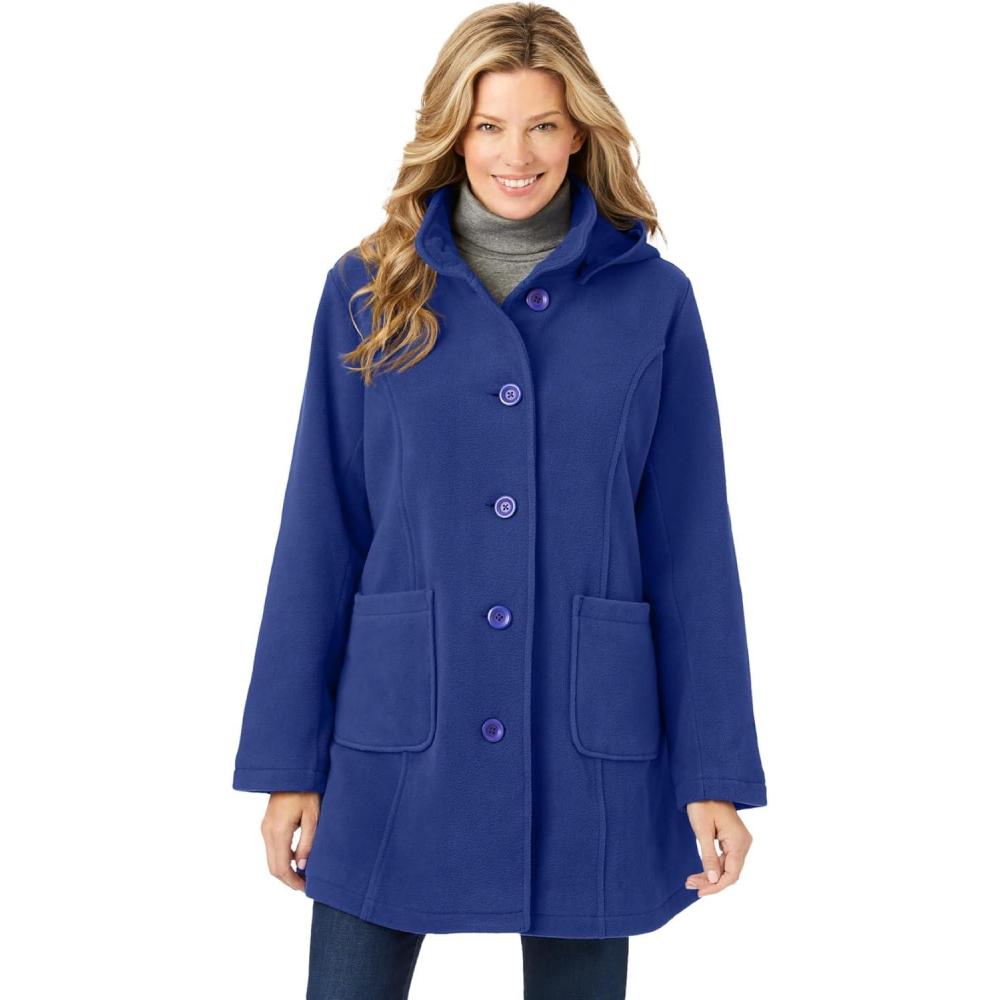 imageWoman Within Plus Size Hooded ALine Fleece CoatUltra Blue