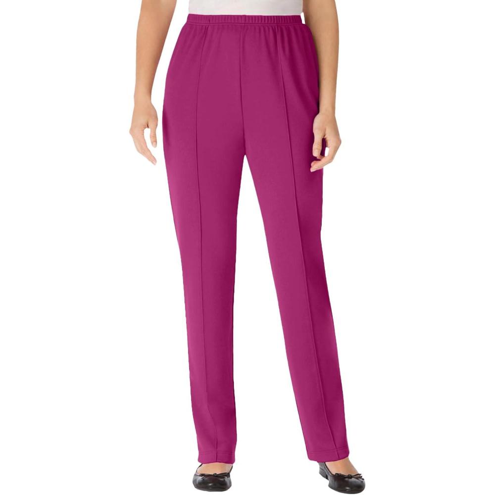 imageWoman Within Plus Size Knit PullOn ElasticWaist PantsRaspberry