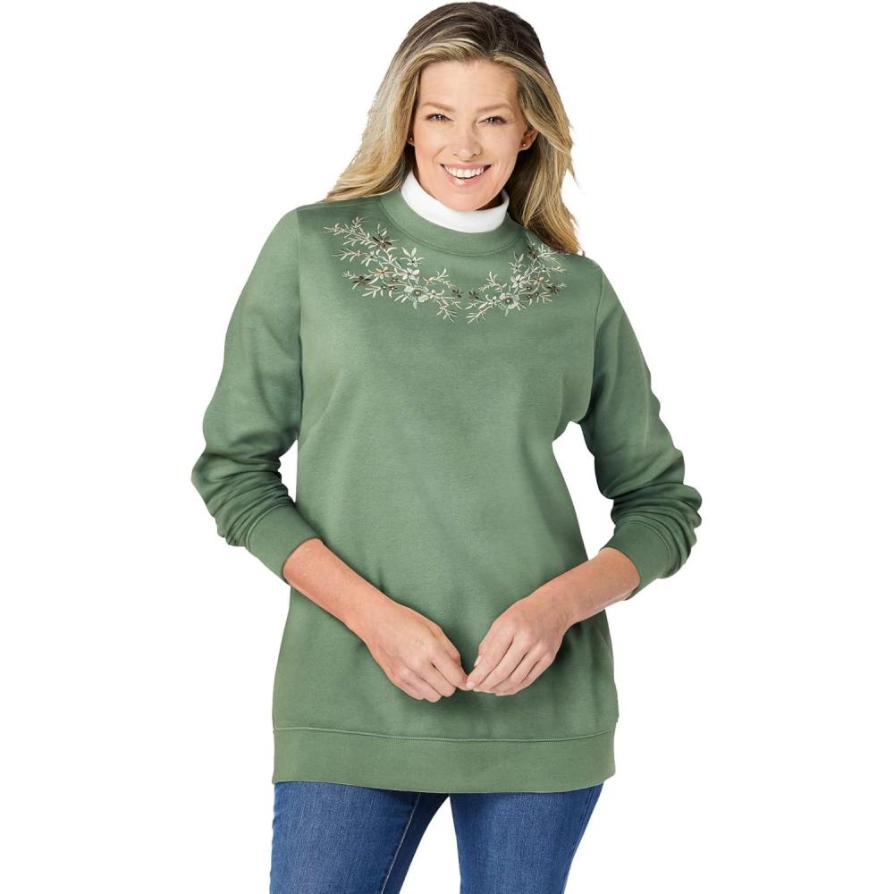 imageWoman Within Plus Size LayeredLook SweatshirtPine Trellis Placement