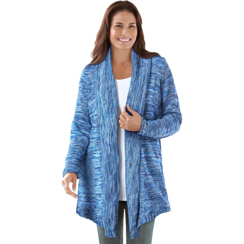 imageWoman Within Plus Size Multi Marled CardiganBlue Coast Space Dye
