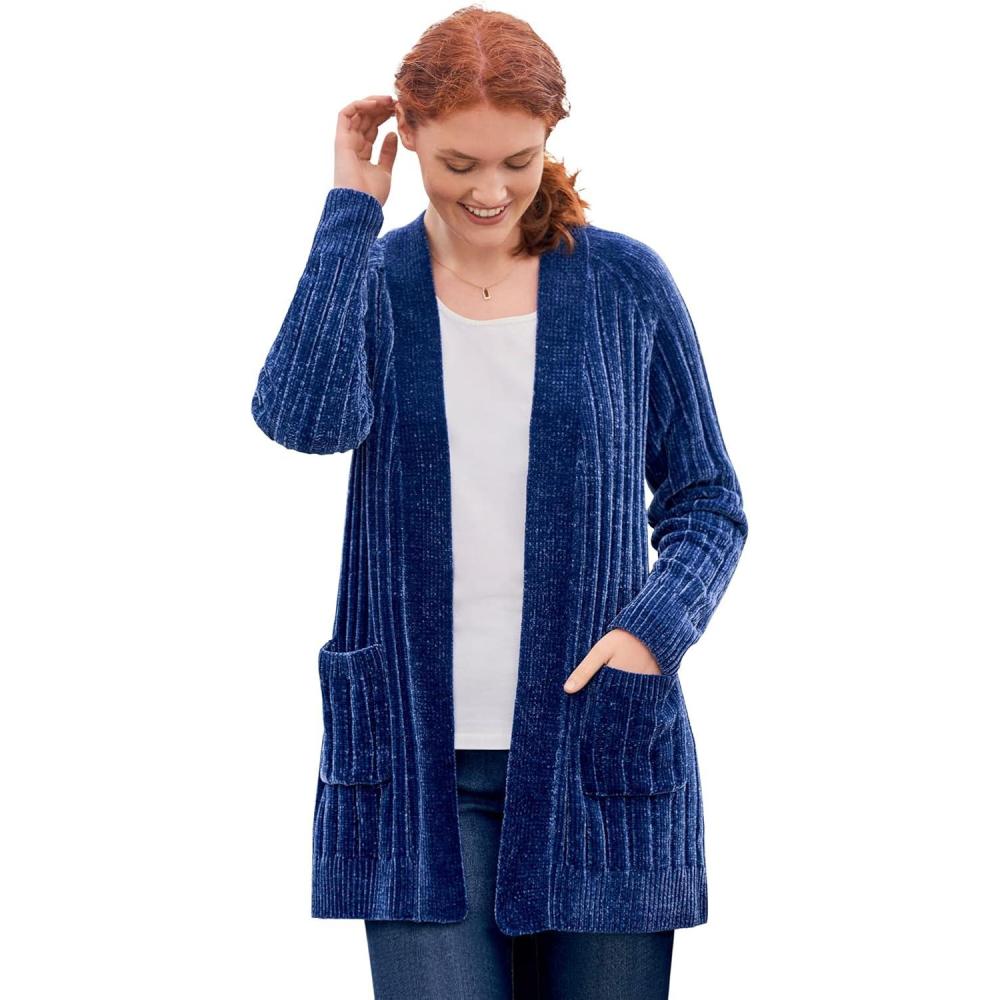 imageWoman Within Plus Size Open Front Chenille CardiganEvening Blue