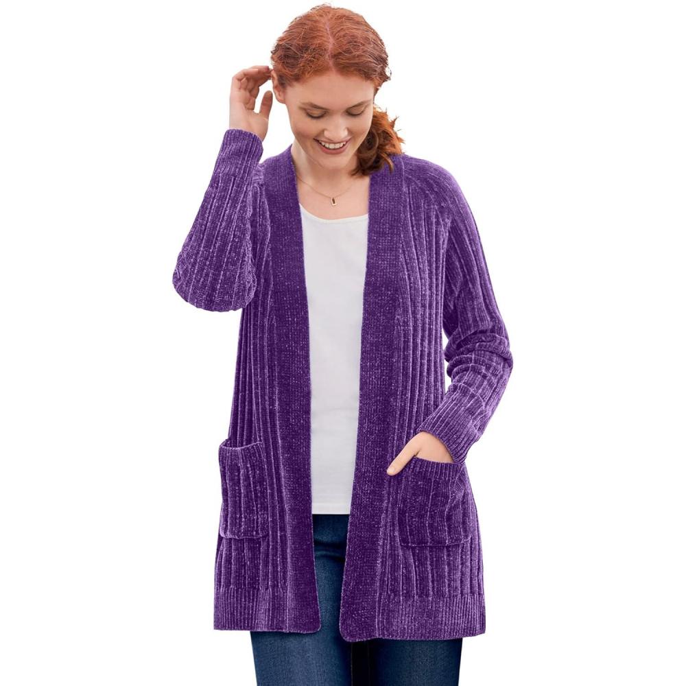 imageWoman Within Plus Size Open Front Chenille CardiganRadiant Purple