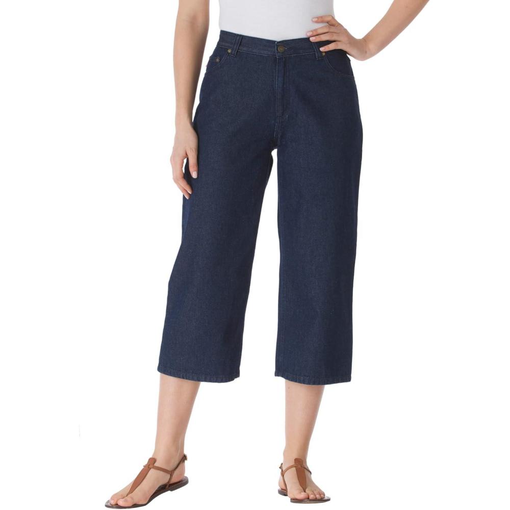imageWoman Within Plus Size Perfect 5Pocket BackElastic Denim CapriIndigo