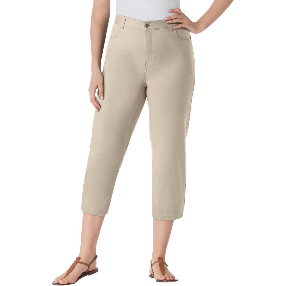 imageWoman Within Plus Size Perfect 5Pocket BackElastic Denim CapriNatural Khaki