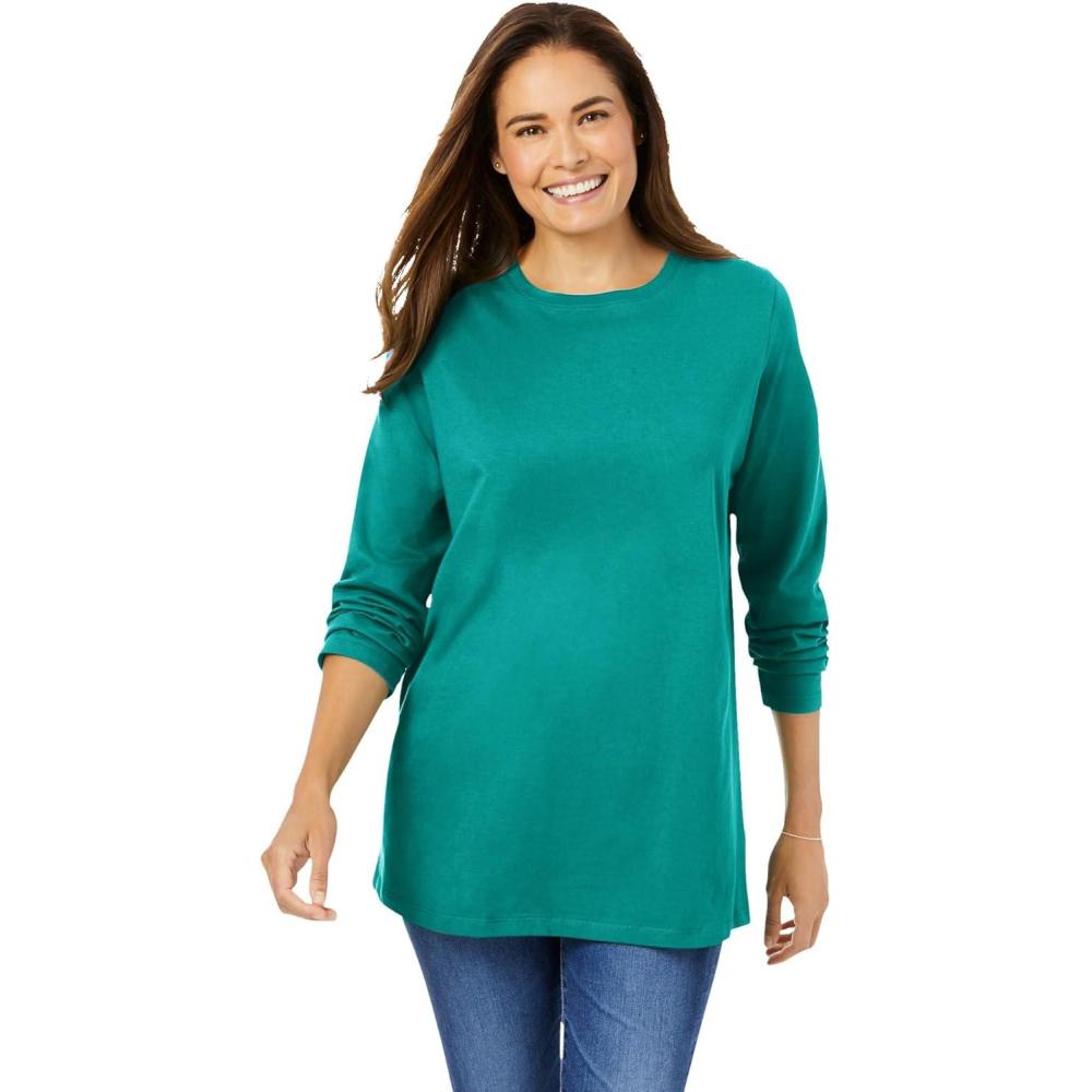 imageWoman Within Plus Size Perfect LongSleeve Crewneck Tee Petite AvailableWaterfall