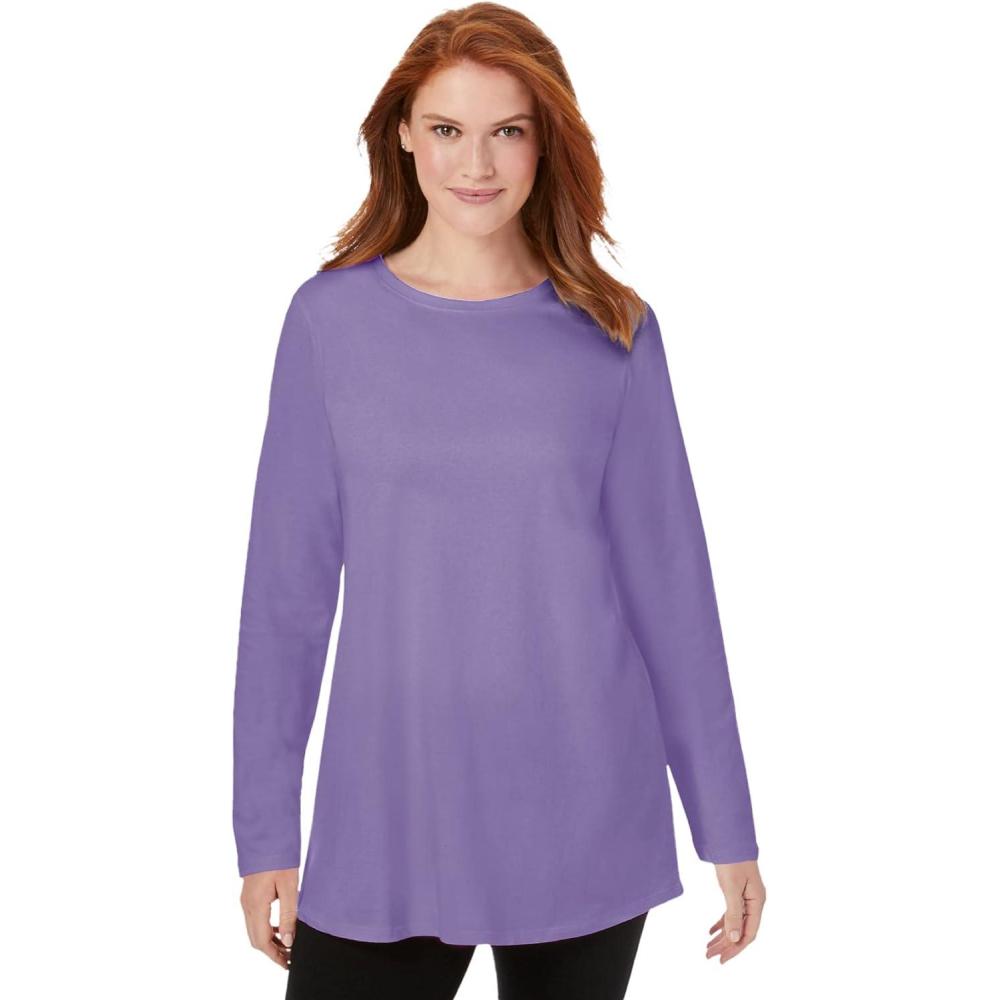 imageWoman Within Plus Size Perfect LongSleeve Crewneck TunicSoft Iris