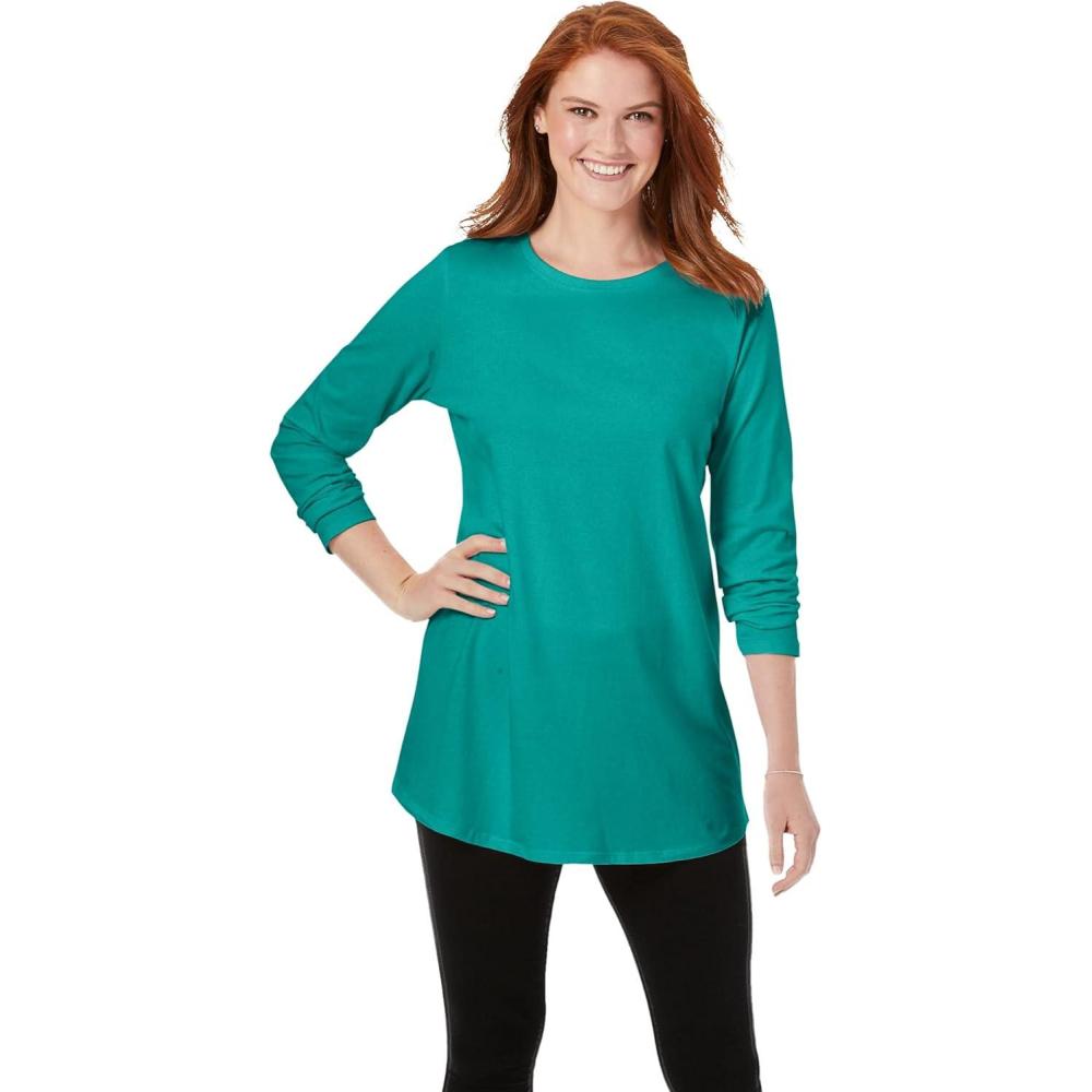 imageWoman Within Plus Size Perfect LongSleeve Crewneck TunicWaterfall