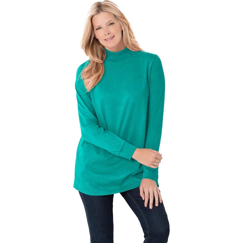 imageWoman Within Plus Size Perfect LongSleeve Mockneck Tee Petite AvailableWaterfall