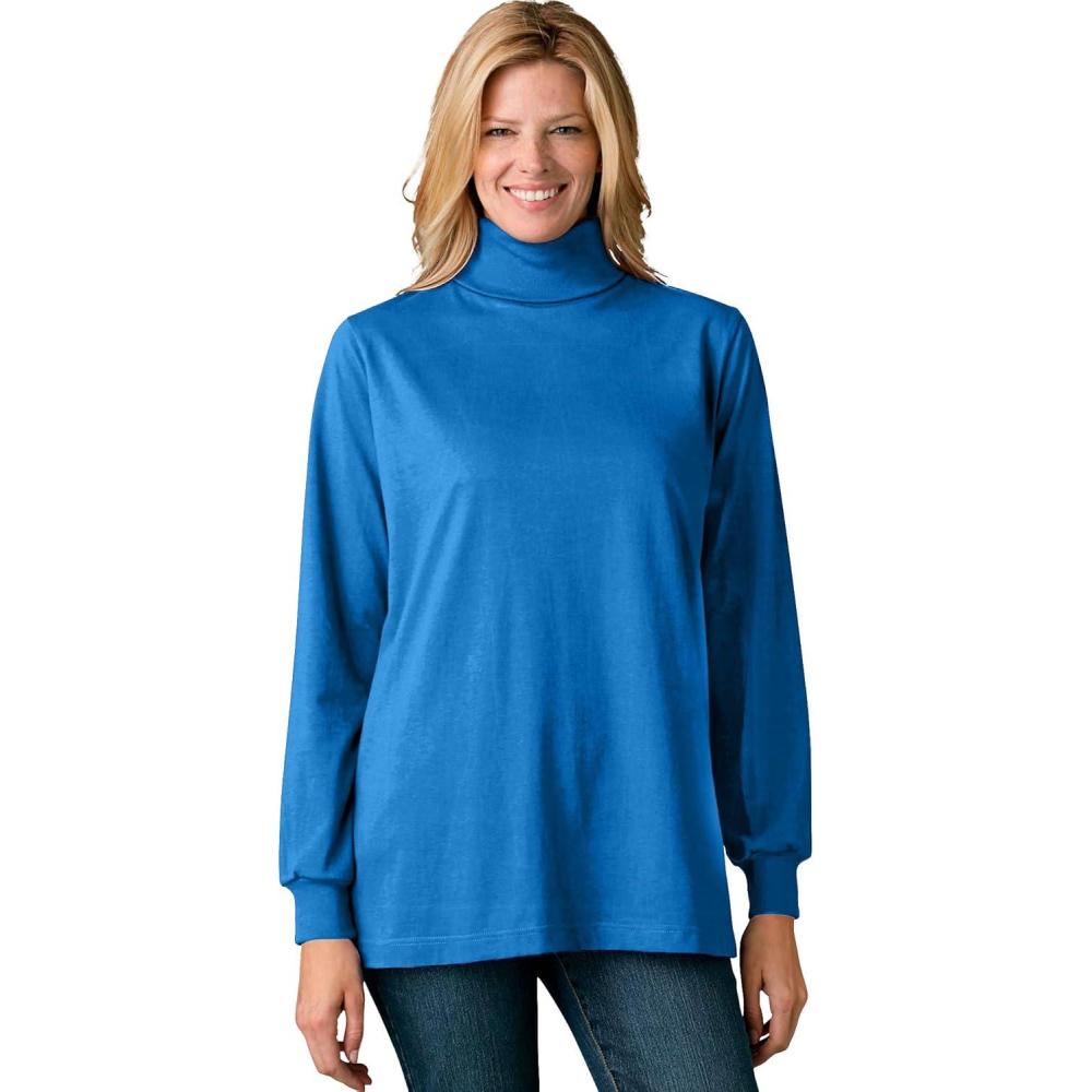 imageWoman Within Plus Size Perfect LongSleeve Turtleneck Tee Petite AvailableBright Cobalt