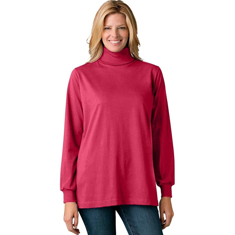 imageWoman Within Plus Size Perfect LongSleeve Turtleneck Tee Petite AvailableClassic Red