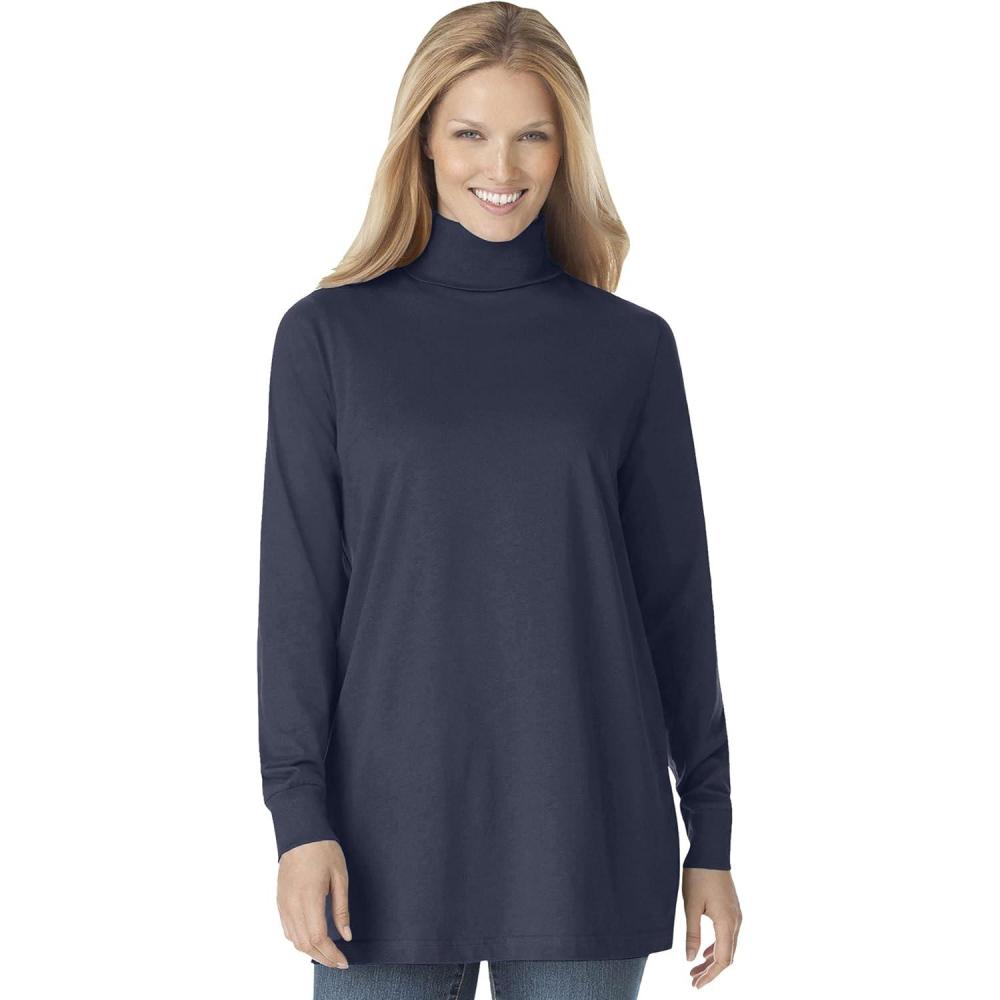 imageWoman Within Plus Size Perfect LongSleeve Turtleneck Tee Petite AvailableNavy
