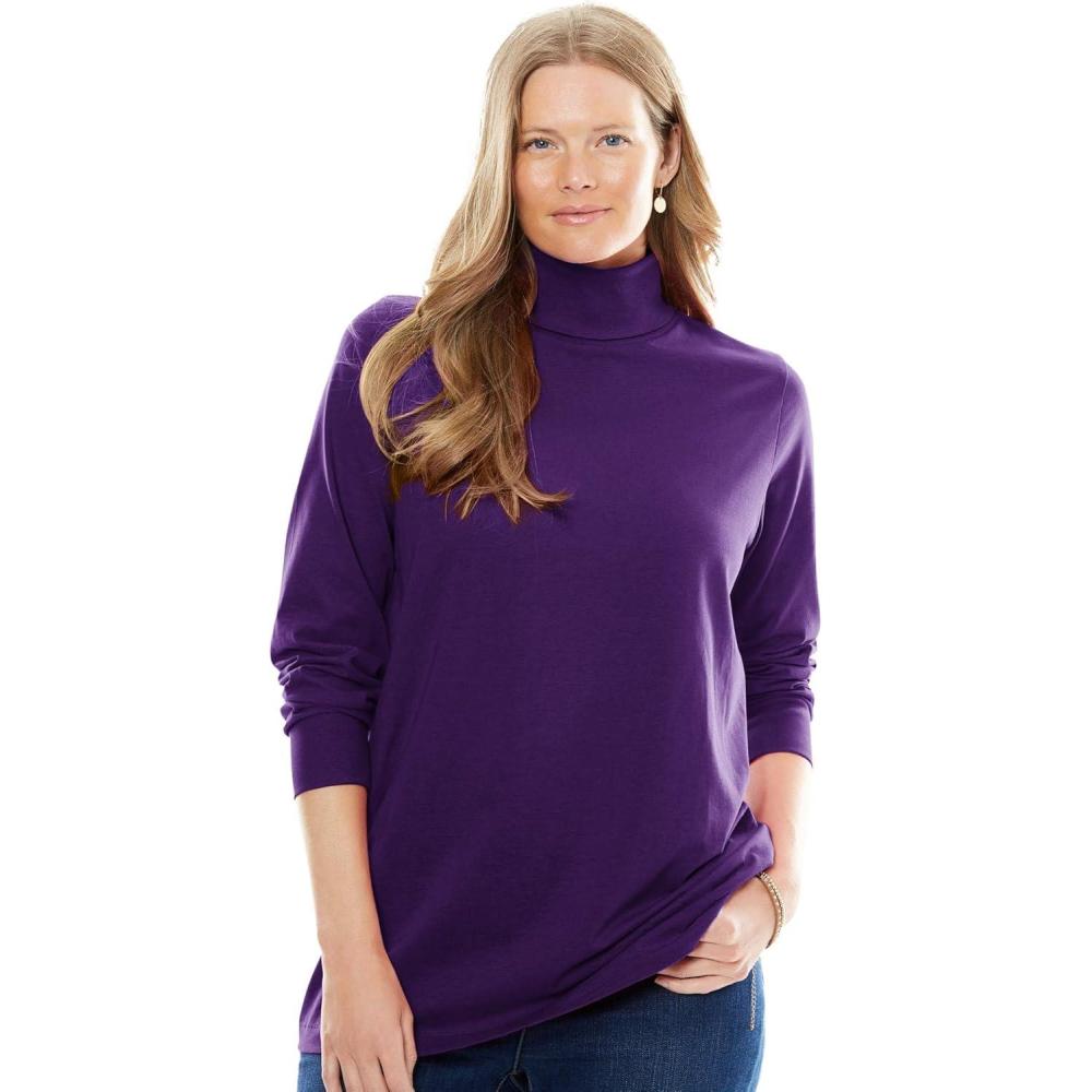 imageWoman Within Plus Size Perfect LongSleeve Turtleneck Tee Petite AvailableRadiant Purple