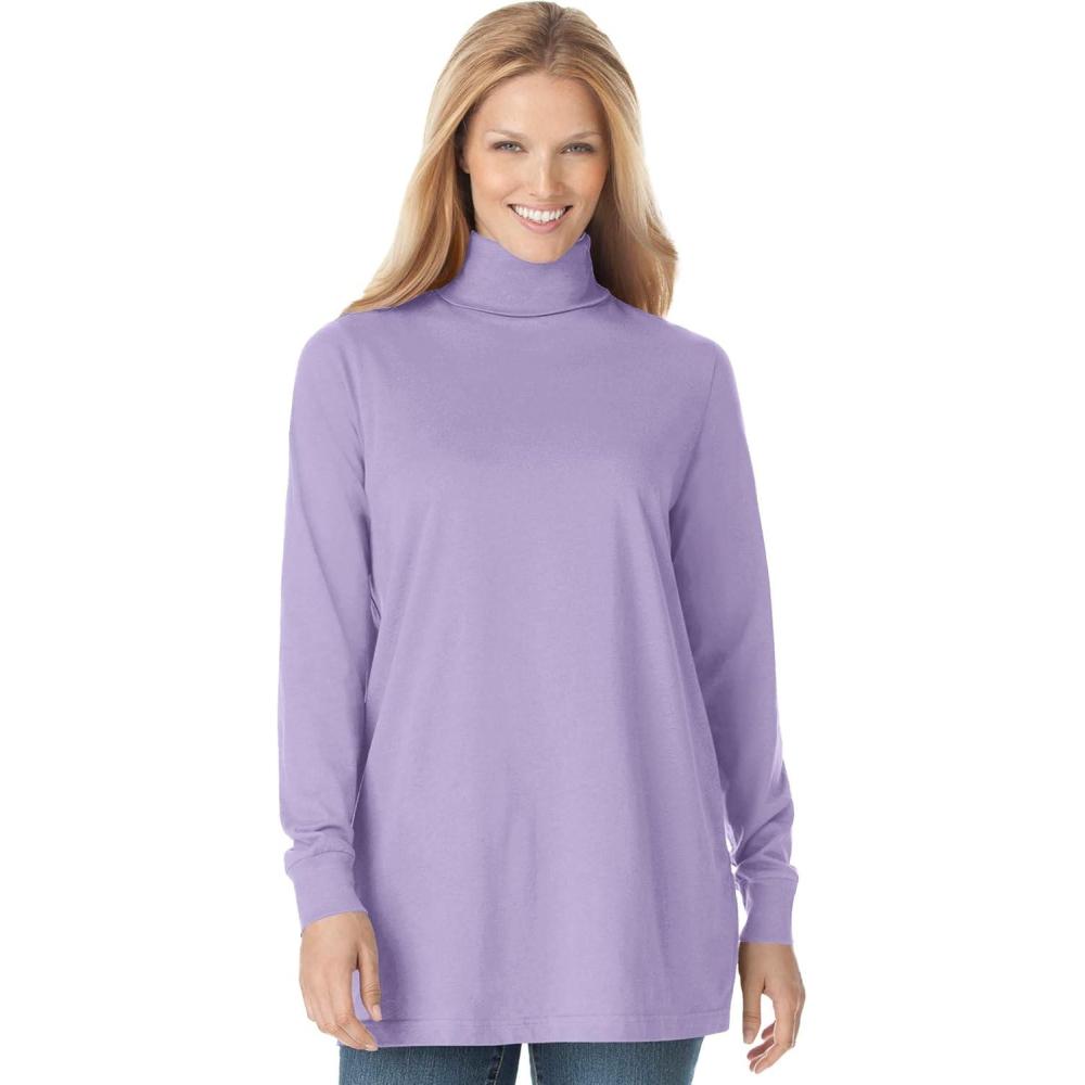 imageWoman Within Plus Size Perfect LongSleeve Turtleneck Tee Petite AvailableSoft Iris