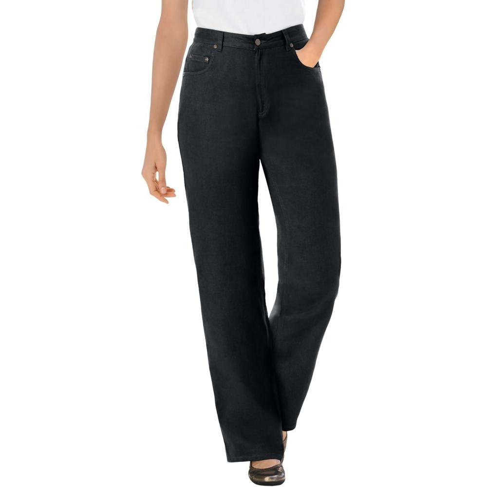 imageWoman Within Plus Size Perfect Relaxed AllCotton Denim FivePocket JeansBlack