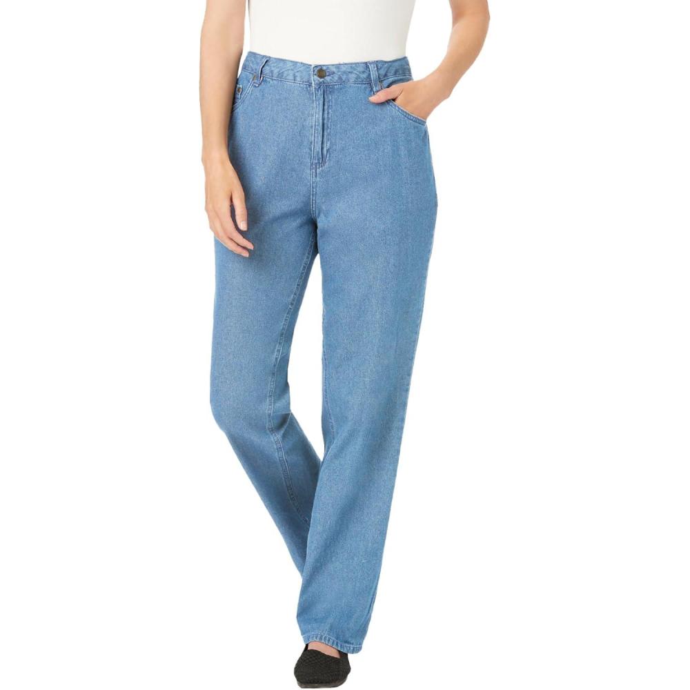 imageWoman Within Plus Size Perfect Relaxed AllCotton Denim FivePocket JeansLight Stonewash