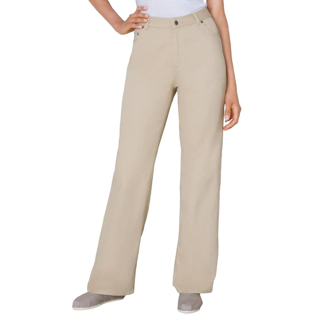 imageWoman Within Plus Size Perfect Relaxed AllCotton Denim FivePocket JeansNatural Khaki