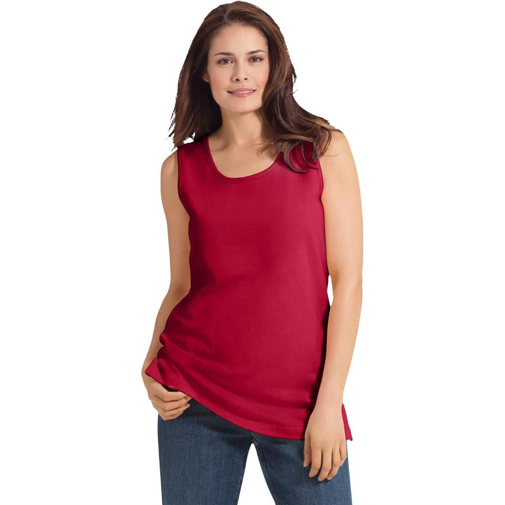 imageWoman Within Plus Size Perfect Scoopneck Tank Petite AvailableClassic Red