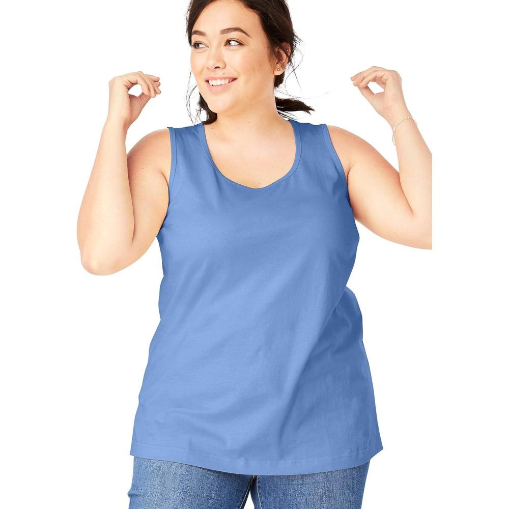 imageWoman Within Plus Size Perfect Scoopneck Tank Petite AvailableFrench Blue