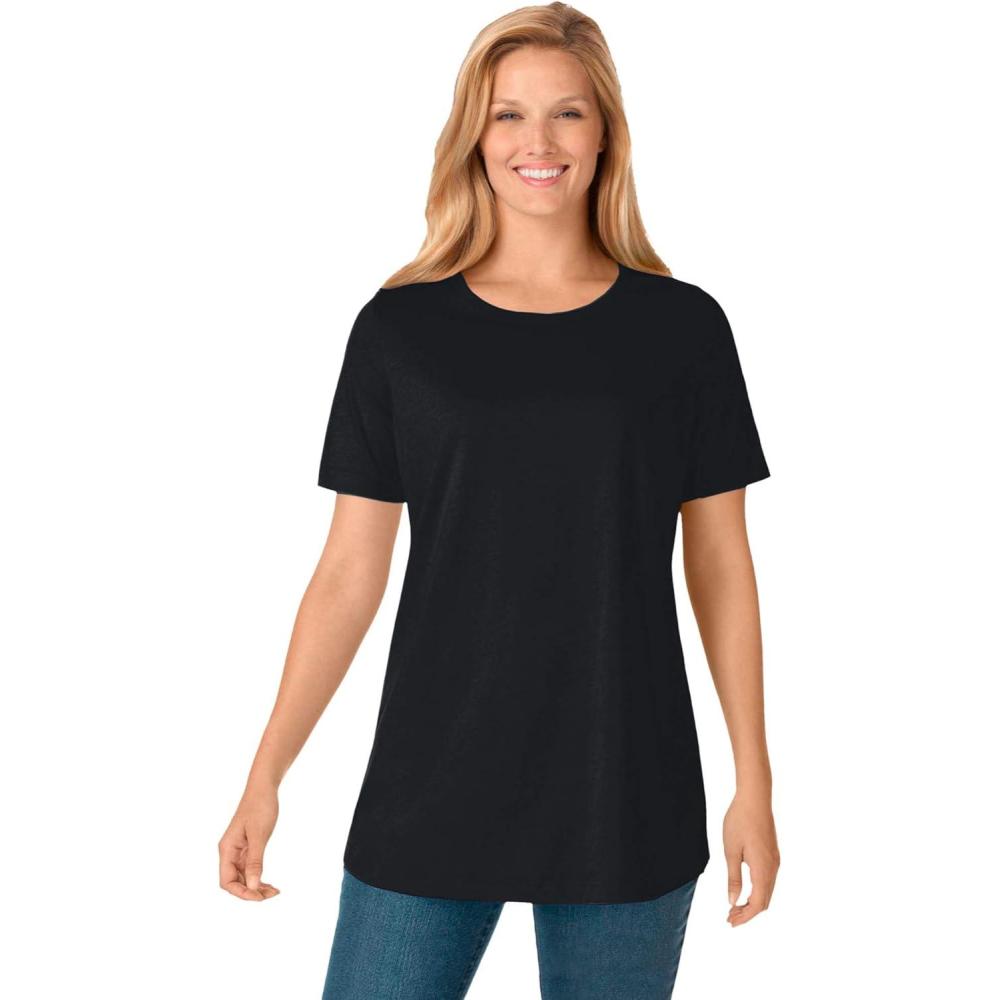 imageWoman Within Plus Size Perfect ShortSleeve Crewneck Tee Petite AvailableBlack