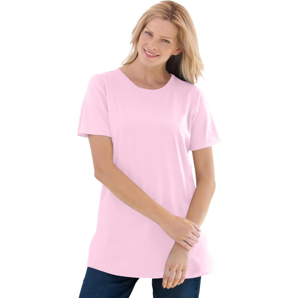 imageWoman Within Plus Size Perfect ShortSleeve Crewneck Tee Petite AvailablePink