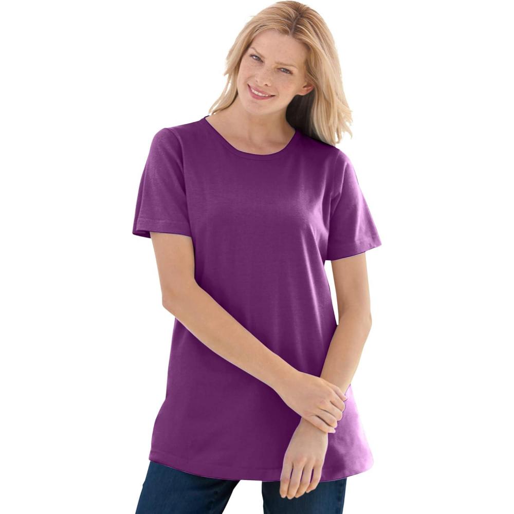 imageWoman Within Plus Size Perfect ShortSleeve Crewneck Tee Petite AvailablePlum Purple