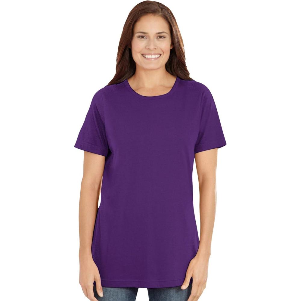 imageWoman Within Plus Size Perfect ShortSleeve Crewneck Tee Petite AvailableRadiant Purple