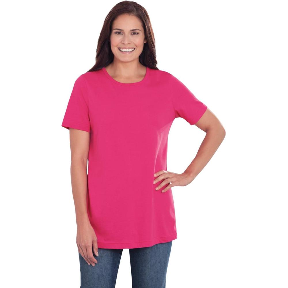 imageWoman Within Plus Size Perfect ShortSleeve Crewneck Tee Petite AvailableRaspberry Sorbet