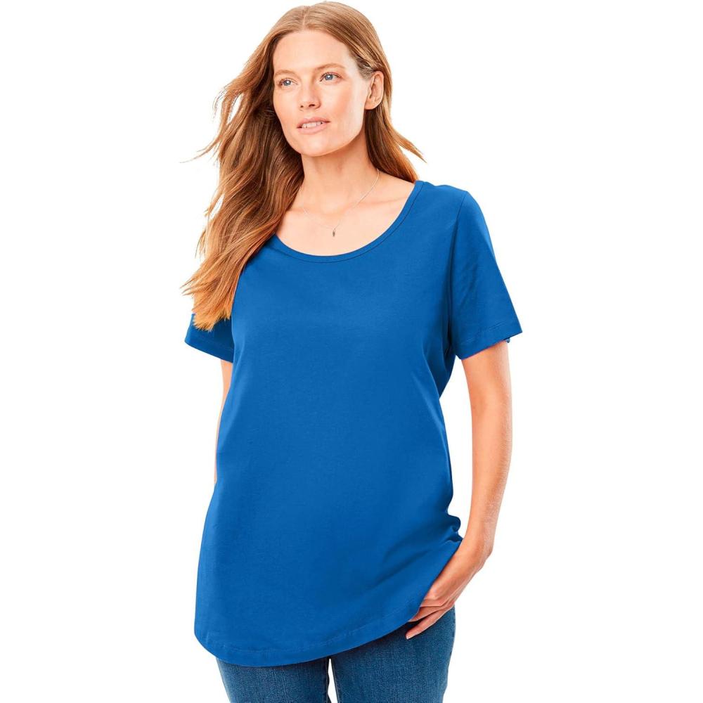 imageWoman Within Plus Size Perfect ShortSleeve Scoopneck TeeBright Cobalt