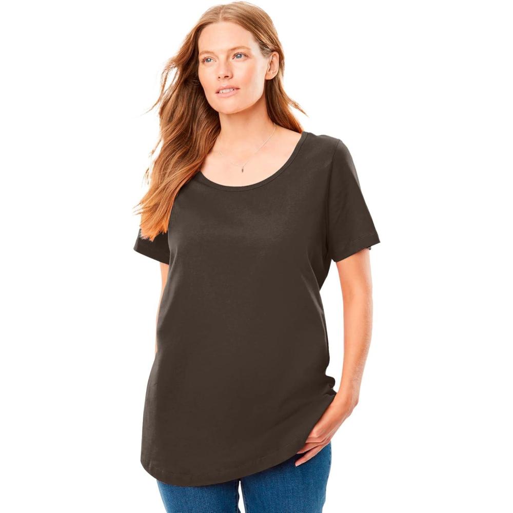 imageWoman Within Plus Size Perfect ShortSleeve Scoopneck TeeChocolate
