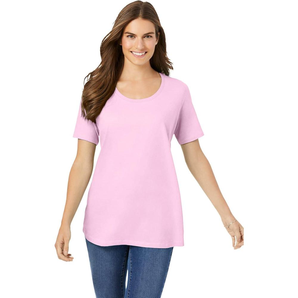 imageWoman Within Plus Size Perfect ShortSleeve Scoopneck TeePink