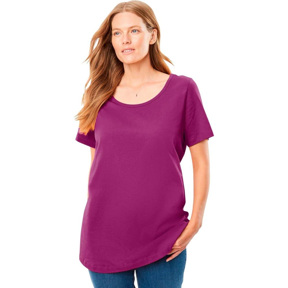 imageWoman Within Plus Size Perfect ShortSleeve Scoopneck TeeRaspberry